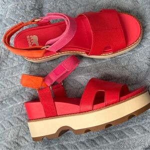 Sorel Women's Bold platform Red and Pink Sandals